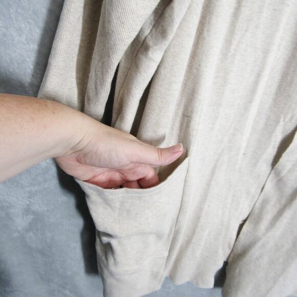 Pact Cardigan Womens Medium Large Beige Open Front Organic Cotton Pockets - Picture 3 of 10